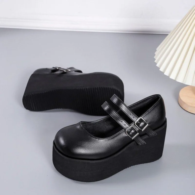 Brand New Female Lolita Cute Mary Janes Pumps Platform Wedges High Heels Women's Pumps Sweet Gothic Punk Shoes Woman image 6