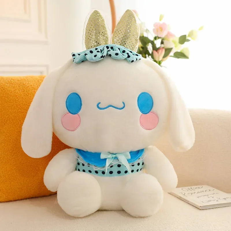 95 ซม.ขนาดใหญ่ Sanrio มงกุฎดอกไม้ Cinnamoroll ตุ๊กตาสัตว์ตุ๊กตา Plushies Kawaii ตกแต่งห้องเด็กคริสต์มาสของขวัญ