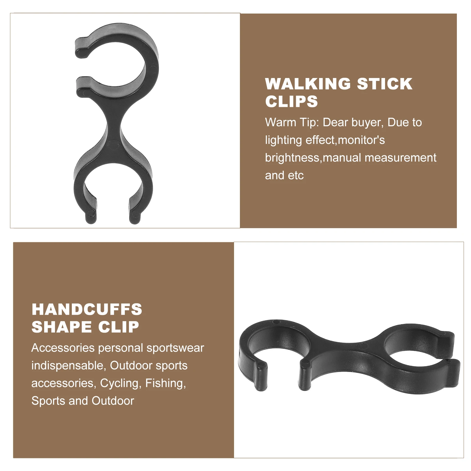 8 قطعة ملحقات عمود تسلق الجبال مقاطع بلاستيكية سوداء على شكل حرف S لتنظيم عصي المشي تخزين معدات الرياضة في الهواء الطلق #1