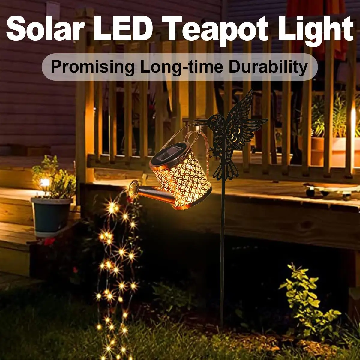 

Led Solar Watering Can Light Outdoor Lights Plug Waterproof Chandelier Iron Hanging Strip Walkway Lighting Pathway Garden String