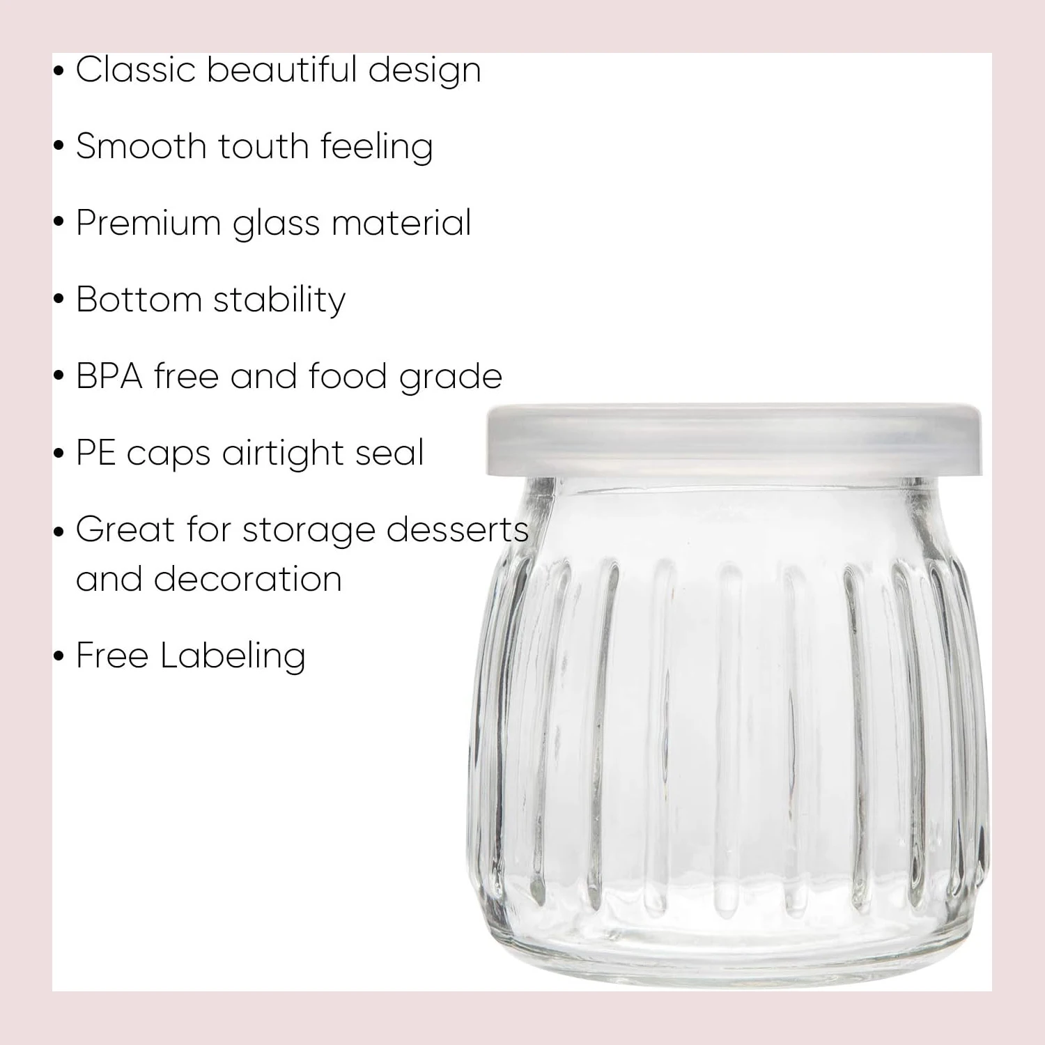 4 oz Clear Yogurt Jars With PE Lids, Pudding Jars Ideal for Jam, Honey, Wedding Favors, Shower Favors