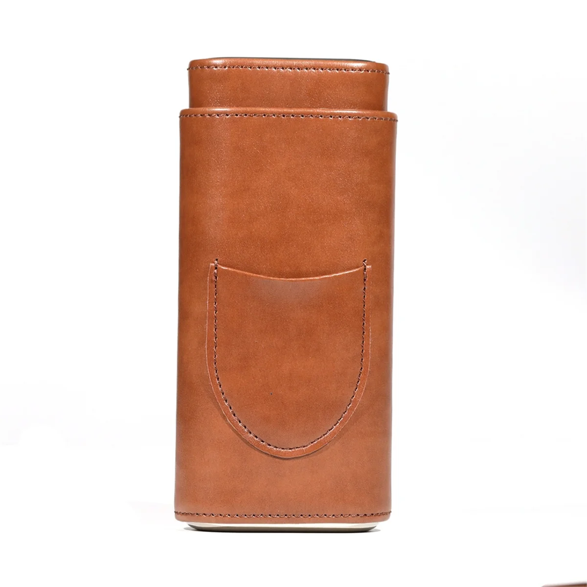 

Cigar Case Three-Finger Portable Cigar Humidor PU Leather Case Box,Brown