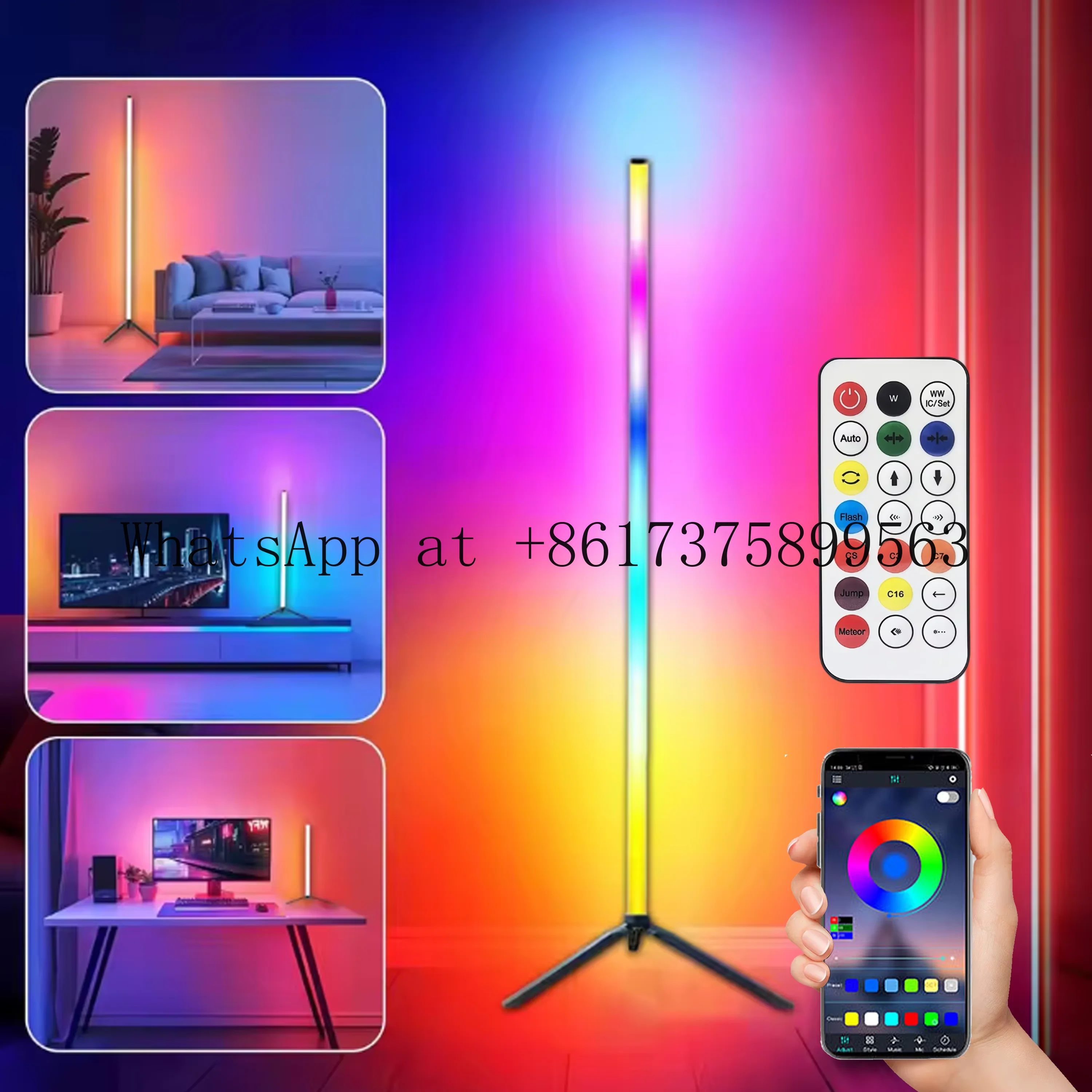 LED Corner Floor Light RGBIC Color Changing APP Remote Control CRI 80 50000 Hours Lifespan Living Room Home Atmosphere Decor