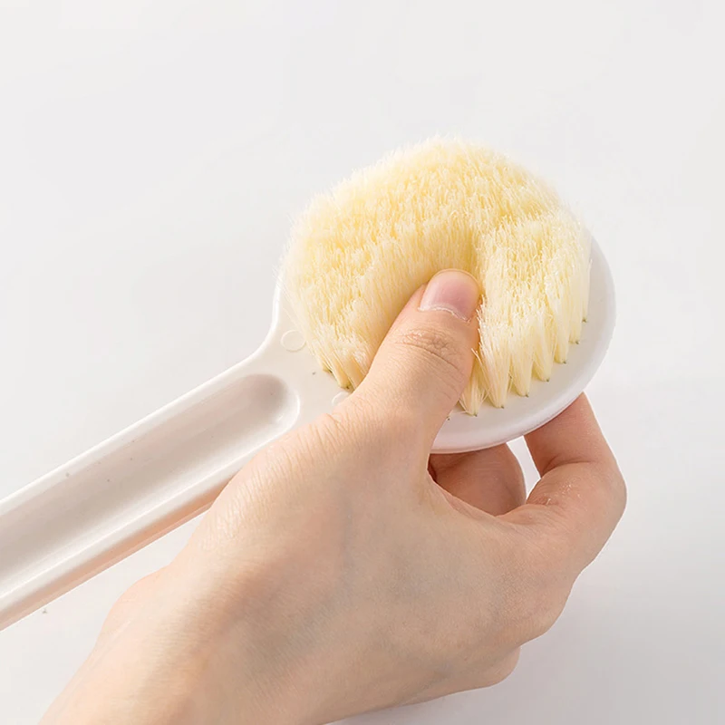 1 plastic long handled shower soft bristle cleaning and massage brush, body shower cleaning brush tool