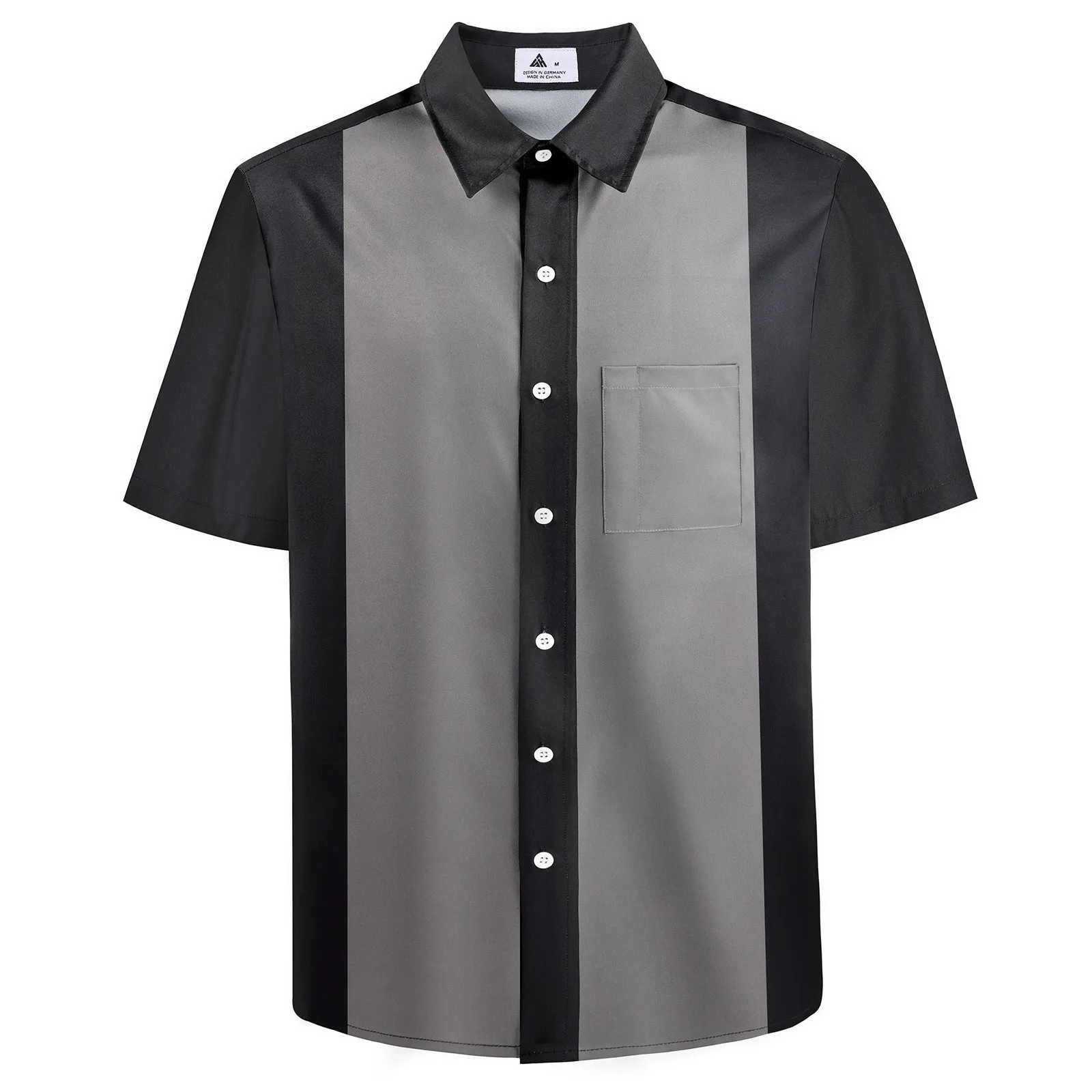 

Men's Vintage Bowling Shirt Short Sleeve Button Down Summer Beach Casual Shirts Fitted Dress Shirt