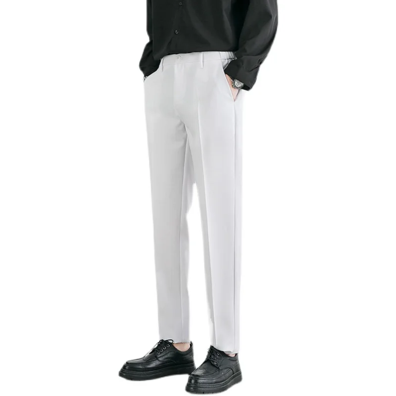 (Full & Cropped Length) Men's Suit Pants Elastic Ankle-Length Trousers for Autumn and Winter Casual Business Formal Pants