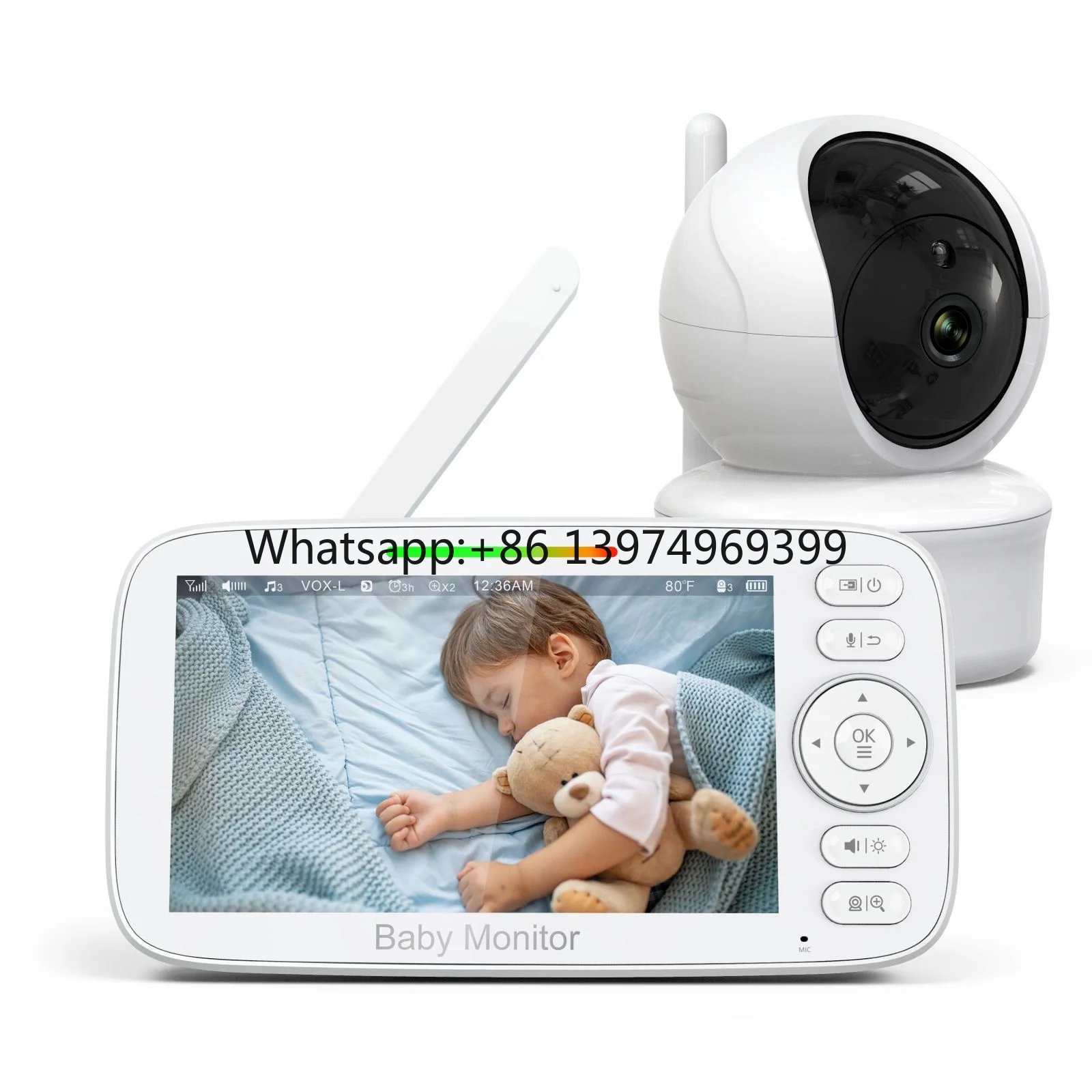 Smart Baby Monitor 5.0inch IPS 720P HD Screen 2.4GHz Night Vision Two-Way Audio Cry Detection Feeding Timer Safe Infant Care