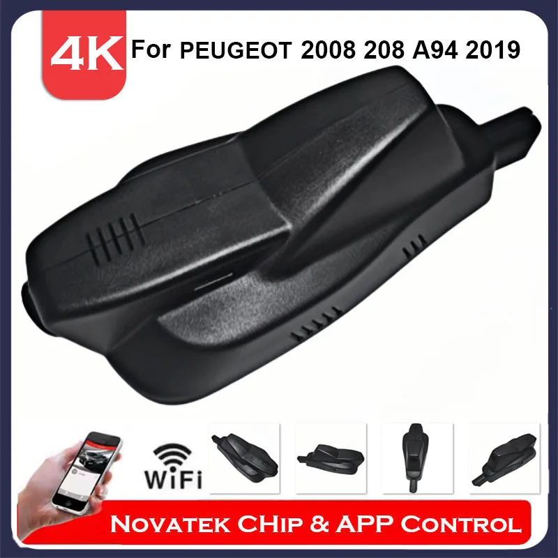 

4K HD Wi-Fi видеорегистратор с функцией Plug and Play для PEUGEOT 2008 208 HDI GT GTi Allure CC II R2 R5 2016, передняя и задняя камеры с управлением через приложение