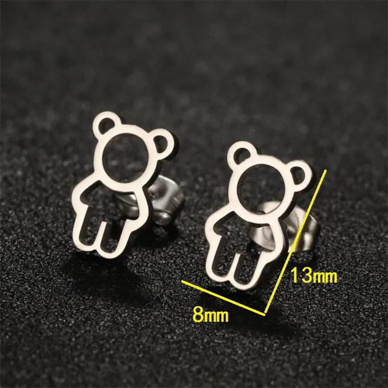 Golden Stainless Steel Mini Stud Earrings for Women Fashion Leaf Skull Neuron Lotus Earings Trendy Jewelry Animal Korean Gift