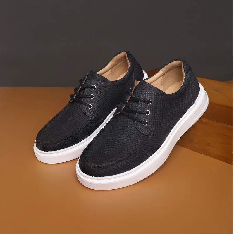 

New Deep Sea Salmon Skin Casual Waterproof Fisherman Light Leather Suede Fashionable Trendy Board Men's Shoes Loafers Sneakers