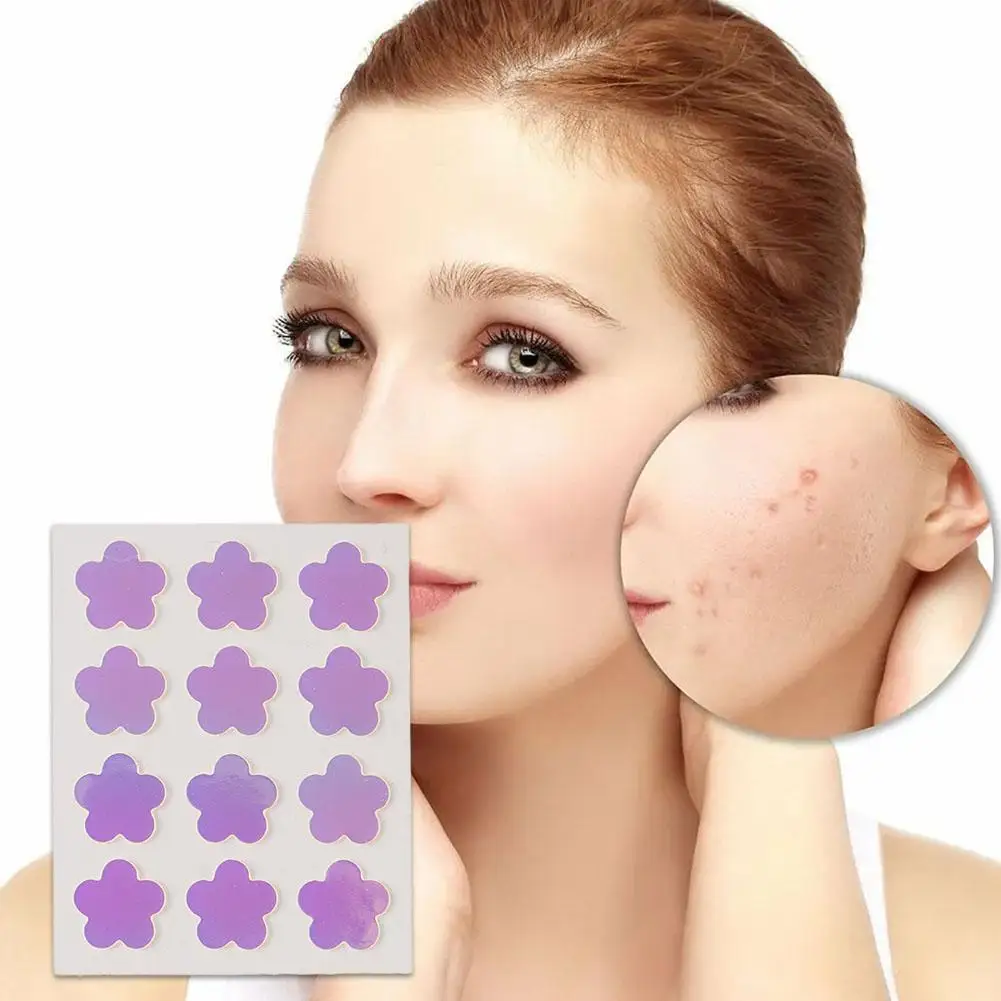 Parche de granos en forma de corazón, 12 piezas, pegatinas invisibles de colores para eliminar el acné, herramienta de maquillaje de belleza para el cuidado de la piel