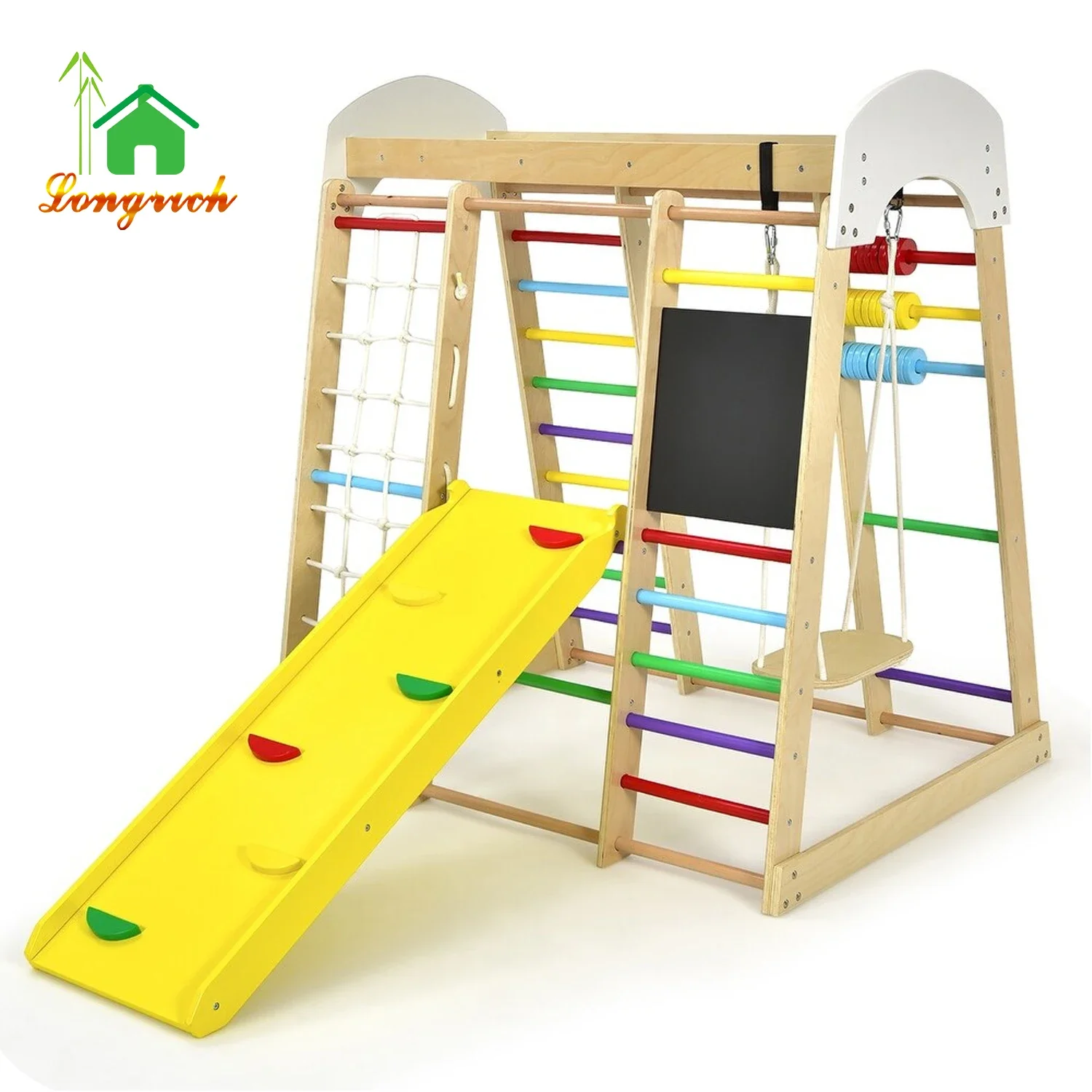 إطار تسلق خشبي للأطفال في الأماكن المغلقة، لعبة تسلق خشبية على الحائط، مثلث الغابة، لعبة تسلق خشبية للأطفال الصغار في صالة الألعاب الرياضية #3