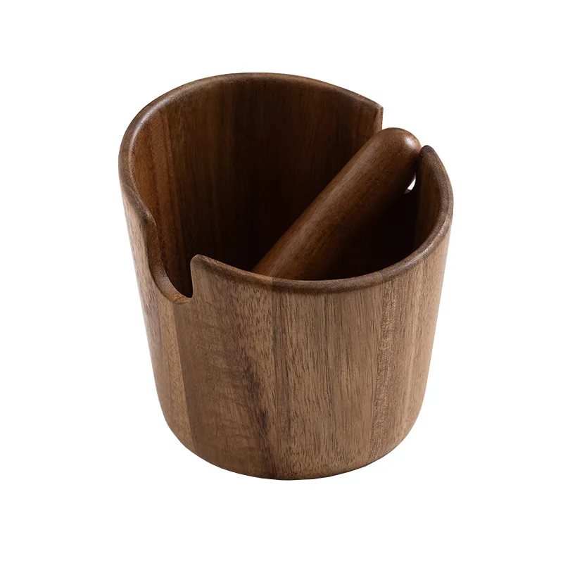 

Wooden Coffee Knock Box, Acacia Wood Shock-Absorbent Espresso Knock Box for Barista Coffee Grind Dump Waste Bin