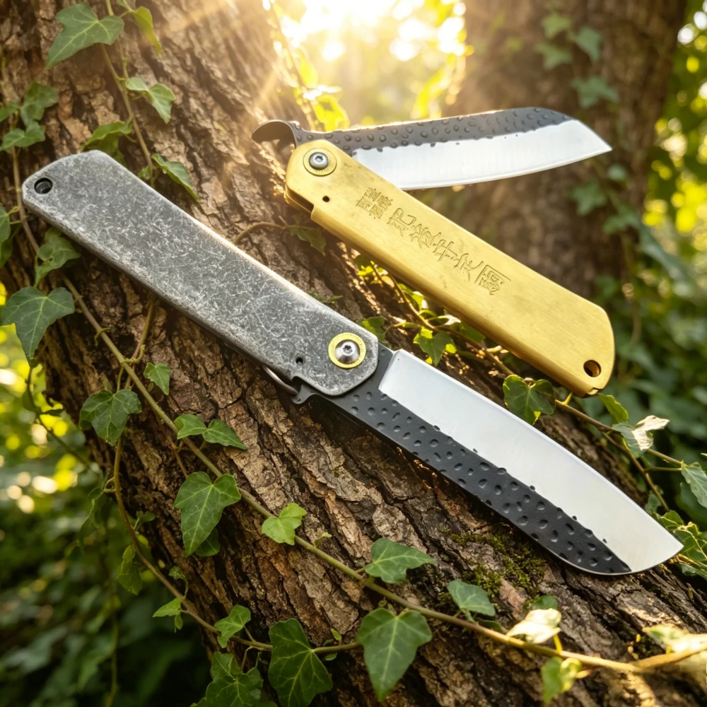

Portable Forging Folding Knife with Leather Sheath Higonokami Outdoor Hiking Essential Travel Knives Camping Pocket Camping Tool