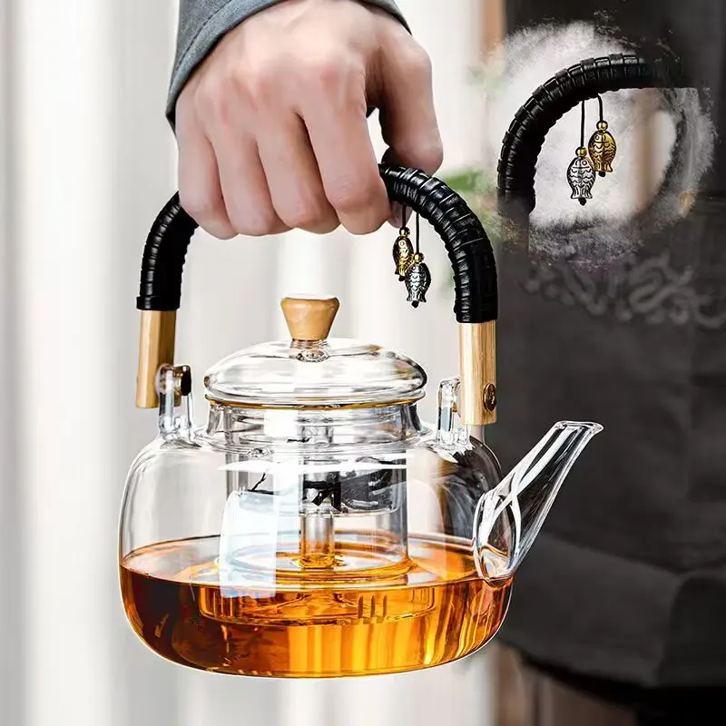 

1000ml for Boiling Water and Steaming Tea Tea Pot Glass Teapot High-temperature Resistant Thickened Heat-resistant Glass Teapot