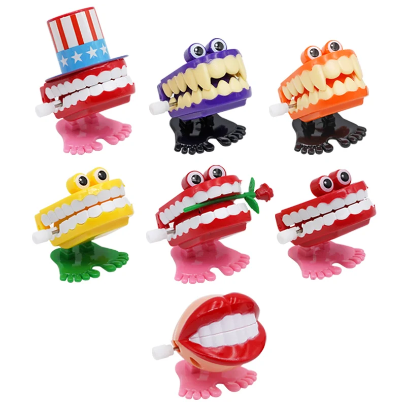 

1pc Novelty Tooth Shape Clockwork Tooth Shape Clockwork Toy For Kids Plastic Jumping Teeth Spring Wind Up Dentist Clinic Gifts