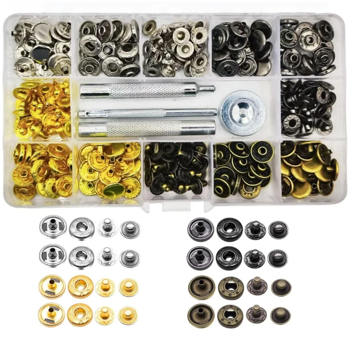 633 # Metal Button 12.5MM Four in One Button Luggage Down Jackets Rivet Button Tool Set