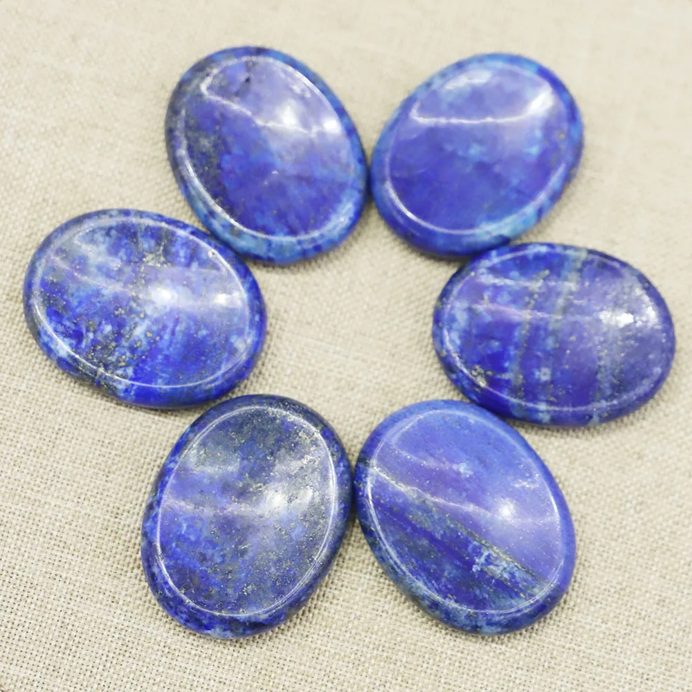 Natural Stone Oval Lapis Lazuli Thumb Massager Palm Energy Worry Therapy Reiki Healing Meditation Spiritual Minerales Decor 4Pcs