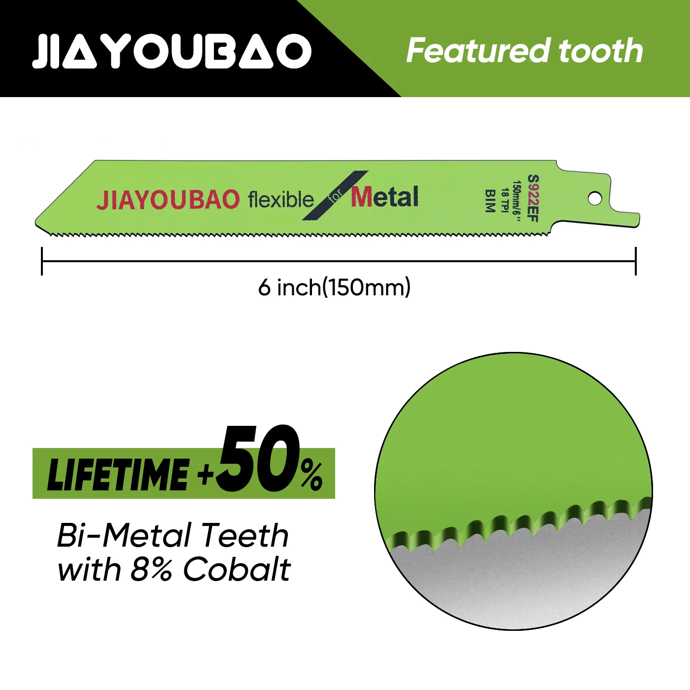 8 قطعة 6 بوصة 18TPI مرنة واجب المعادن قطع شفرات المنشار الترددية ، لقطع المعادن سريع مستقيم ، الأنابيب الصلبة ، الملامح #3