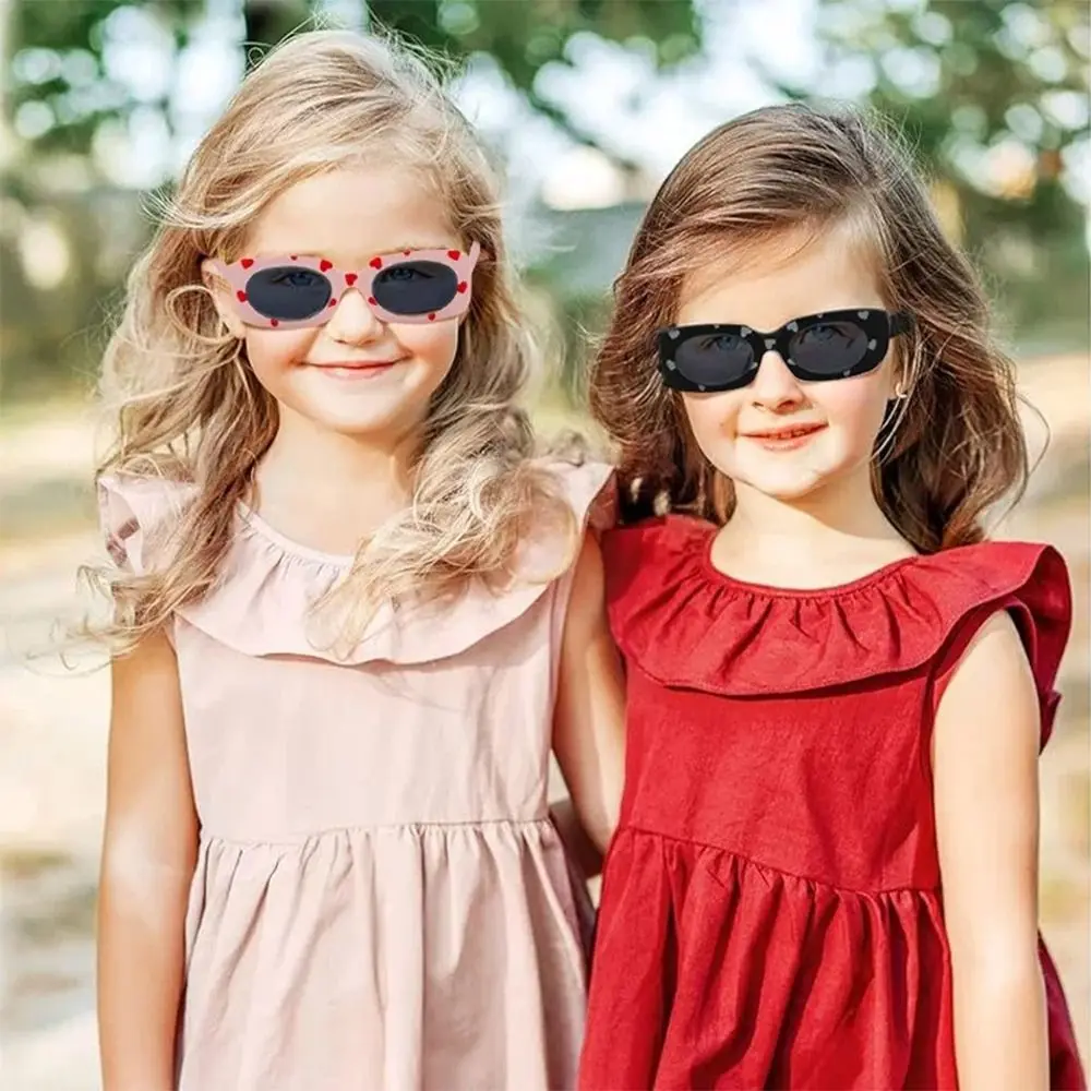 UV400 Heart Print Children Sunglasses Retro Sun Protection 2-8 Years Eyewear Girls Boys Shades