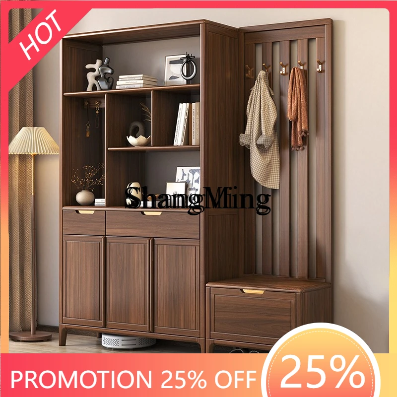 

Входной шкаф для обуви FG, встроенный простой современный шкаф-перегородка для гостиной, шкаф для зала из цельного дерева