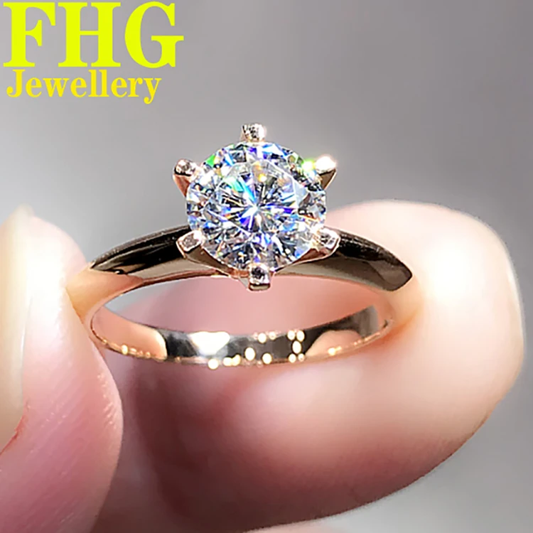 

Solid Au750 18K White Gold Ring DVVS1 Moissanite Diamonds Round Shape Wedding Party Engagement birthday