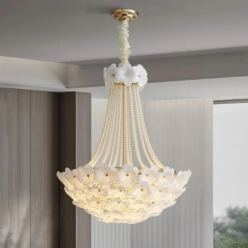 

Modern minimalist luxury chandeliers for living room and dining room high-end French cream style for bedrooms lighting fixtures