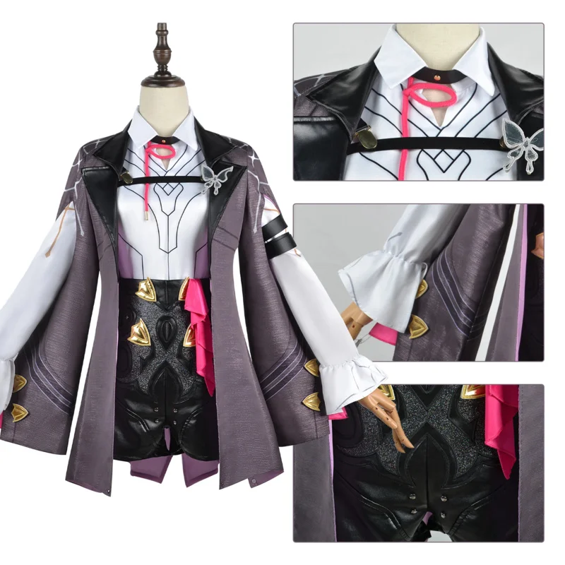 Juego de Anime Honkai Star Rail Cosplay, Kafka Honkai, disfraz de fiesta de Halloween, uniforme de combate, juego de rol, ropa, peluca, conjunto completo