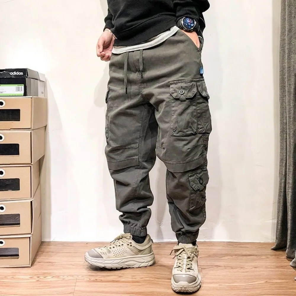 Vintage Multi Pocket Hiking Cargo Men Invisible Open Crotch Outdoor Sex Loose Large Size Casual 9 Point Pants Exotic Streetwear