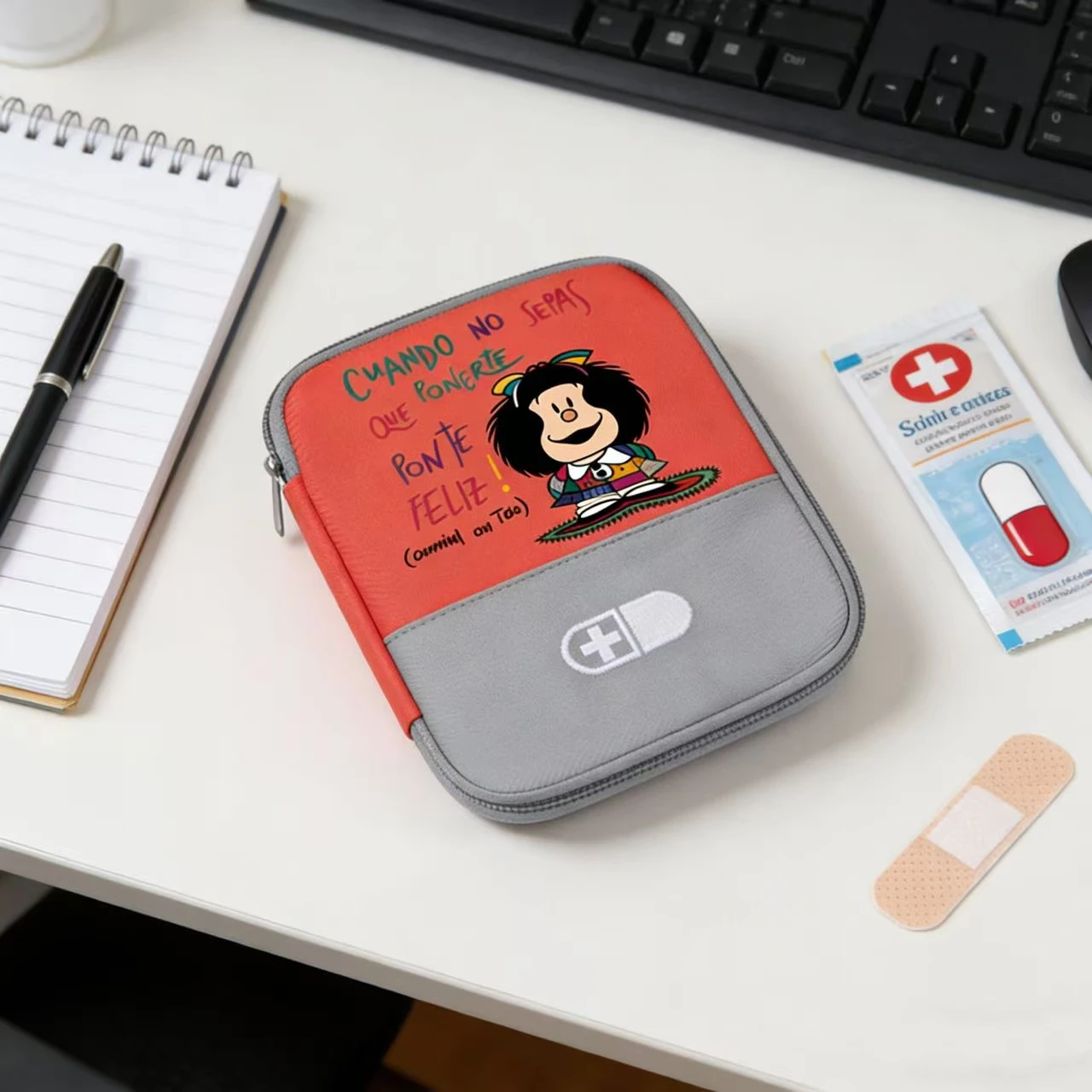 Portable First Aid Pouch | Large Capacity Emergency Kit Bag with Cross Emblem, Durable, Travel-Friendly Medicine Storage Organiz