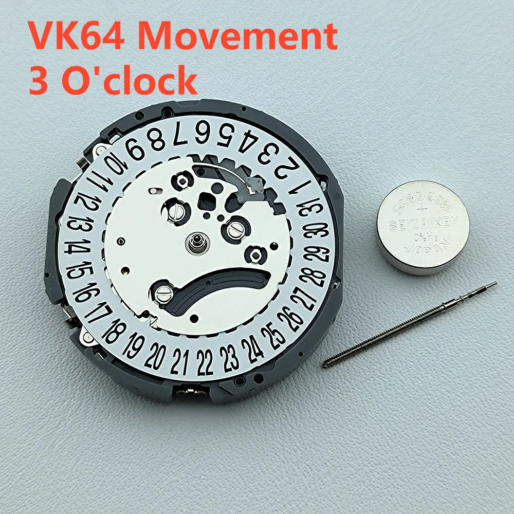 VK64A Quartz Watch Movement Date At 3 O'clock Chronograph Watch Movement For VK SERIES VK64A VK64 Watch Single Calendar