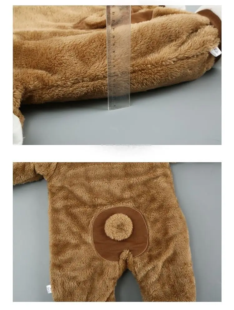 2026 Winter Neugeborene Fleece-Samt-Strampler Overalls Kleidung für Säuglinge Jungen Mädchen Cartoon Bärenohren Verdickte Warme Reine Mäntel 0-3 Jahre – Detail 10