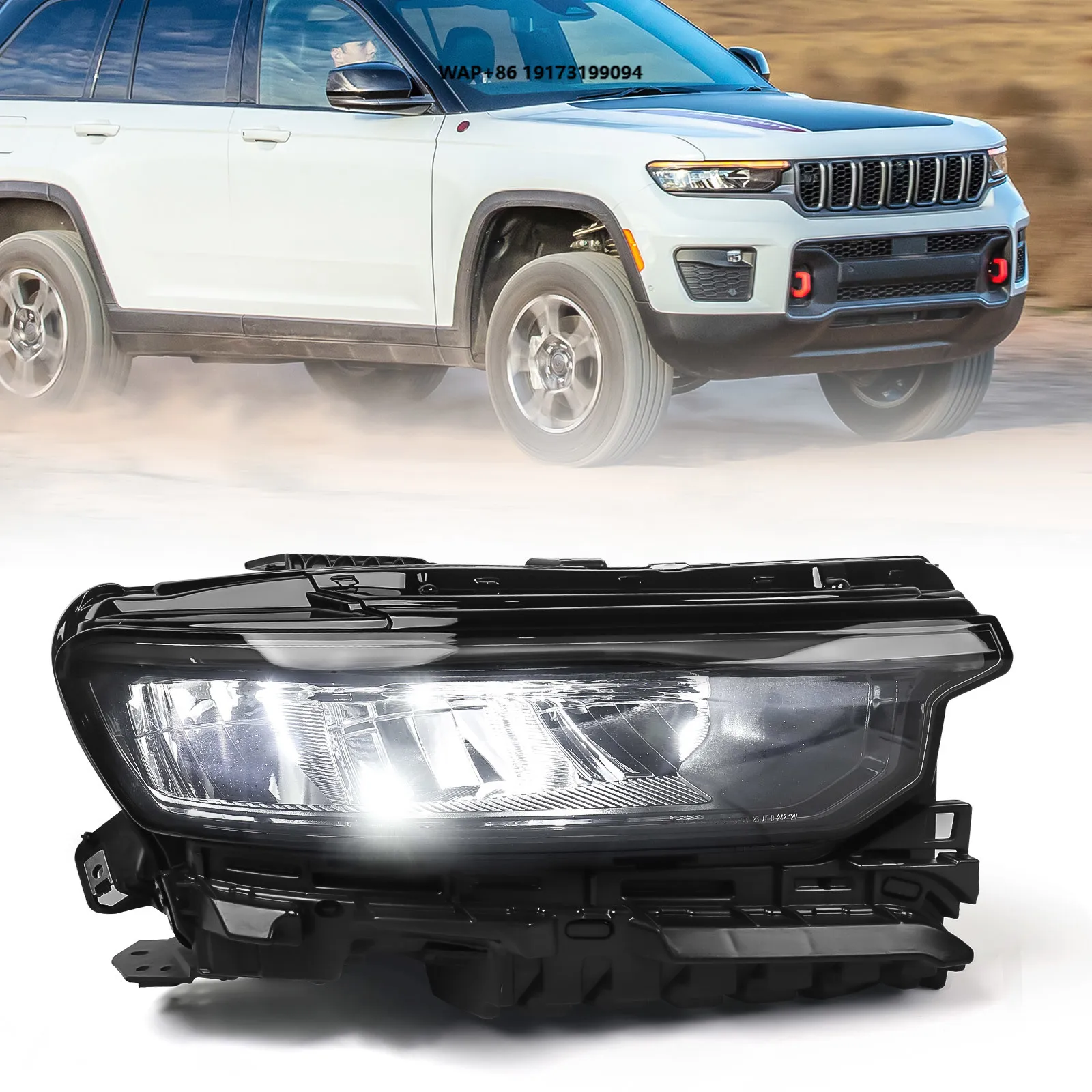 

Светодиодная фара для GRAND CHEROKEE 2021-2023 с желтыми ДХО, OEM 68376992af 68606229aa, от производителя фар