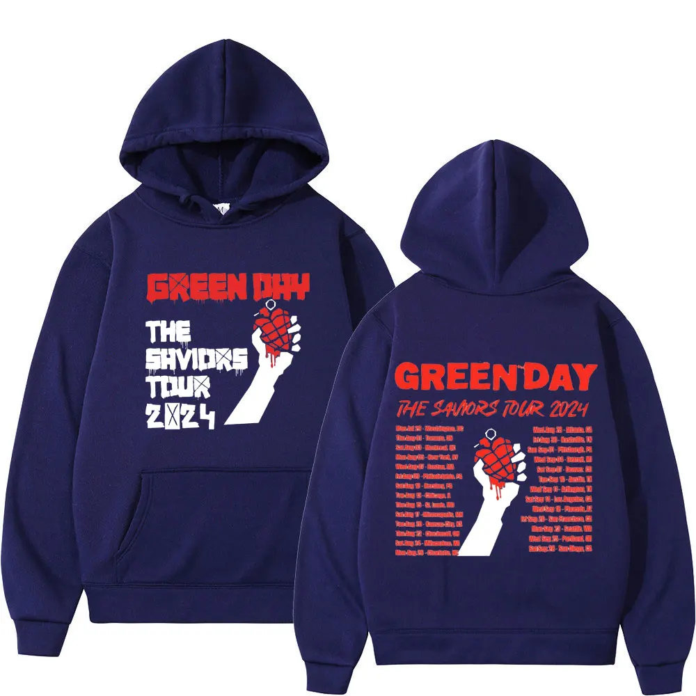 Green Day Bands The Saviors Tour Hoodie estampado para homens e mulheres, moletom punk rock com capuz pulôveres de lã, moda de alta qualidade, 2024