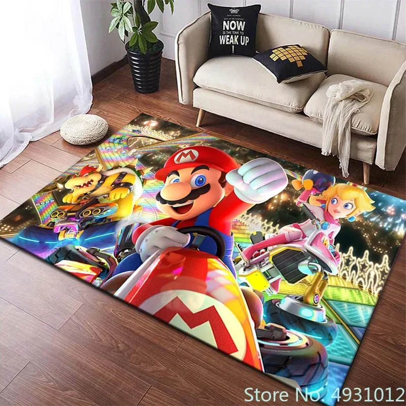 Tapis de dessin animé Super Mario Anime pour enfants, impression 3D créative, salon, chambre à coucher, décoration lea, antidérapant, polymères inoling