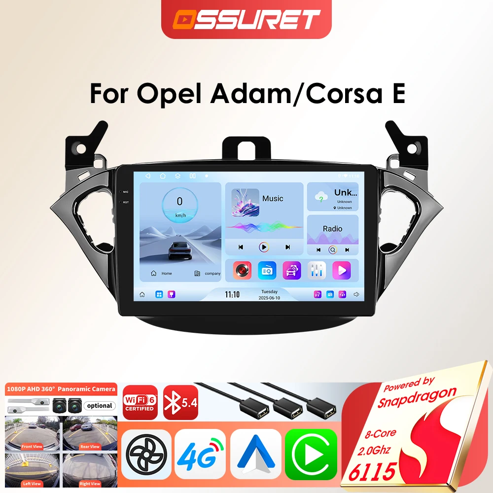 6115 Android Autoradio für Opel Adam 2013–2016 für Corsa E 2015–2019 Audio Stereo Auto Multimedia Player CarPlay Touchscreen