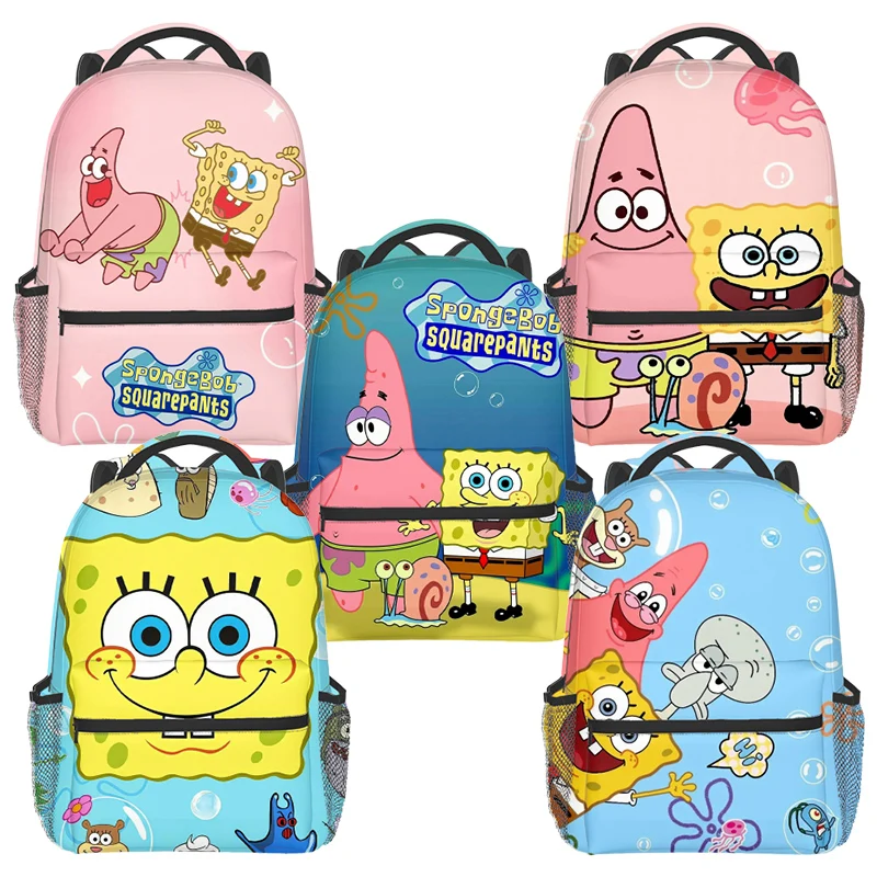 SpongeBob SquarePants Backpack Storage Student Book/pen SchoolBag Supplies Anime Cartoon Office Computer Knapsack Vogue Kid Girl