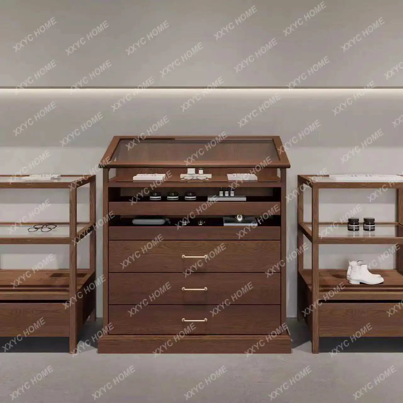 

Jewelry display Medieval glass cloakroom Nakajima cabinet clothing store against the wall