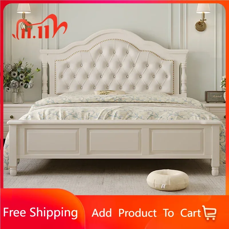 

Princess Style Double Bed European Style Leather Princess Luxury Queen Bed Full Size Girls Cama Matrimonial Bedroom Furniture
