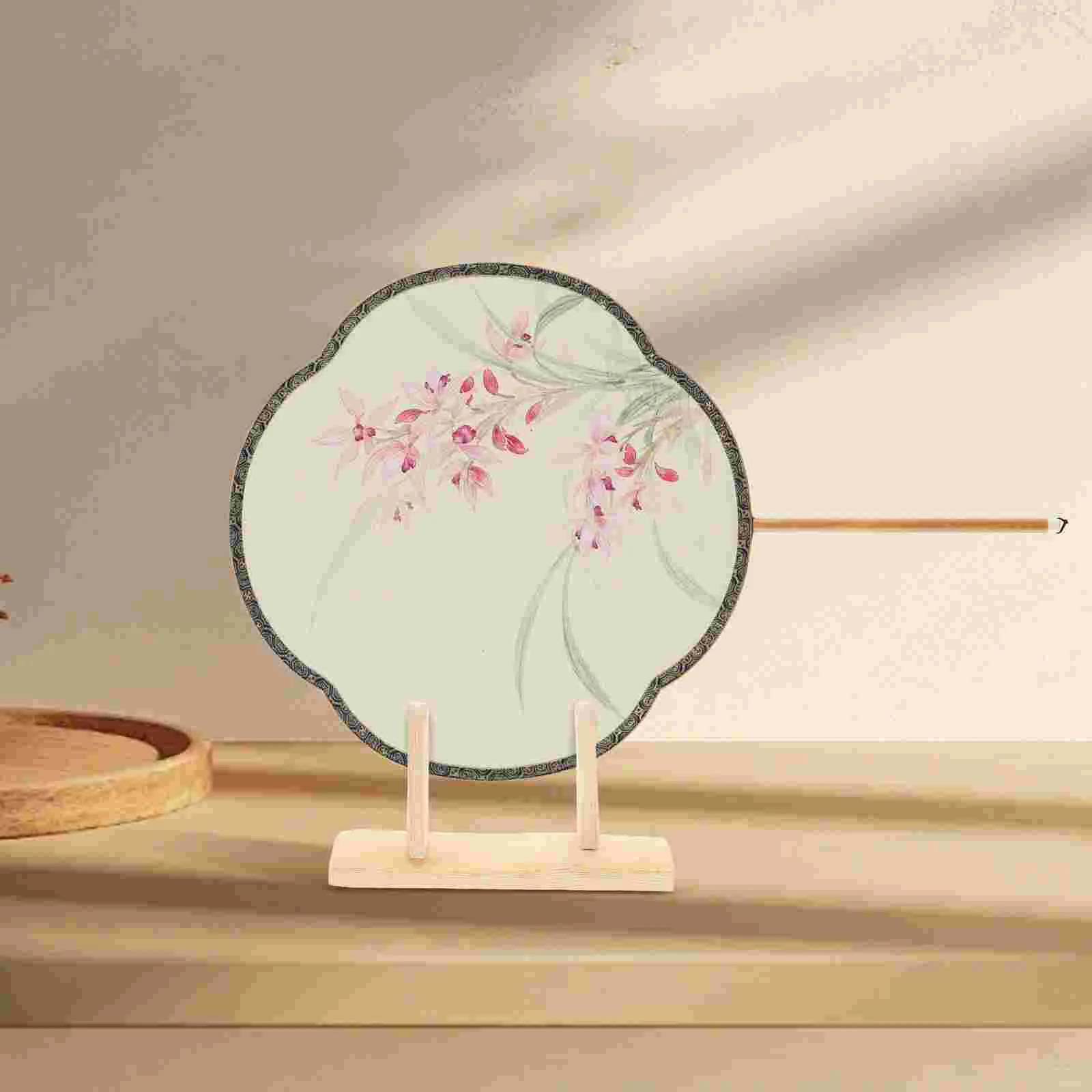 Fan Bracket Japanese Stand Display Storage Home Decor Holder Wood Wooden Hand Held