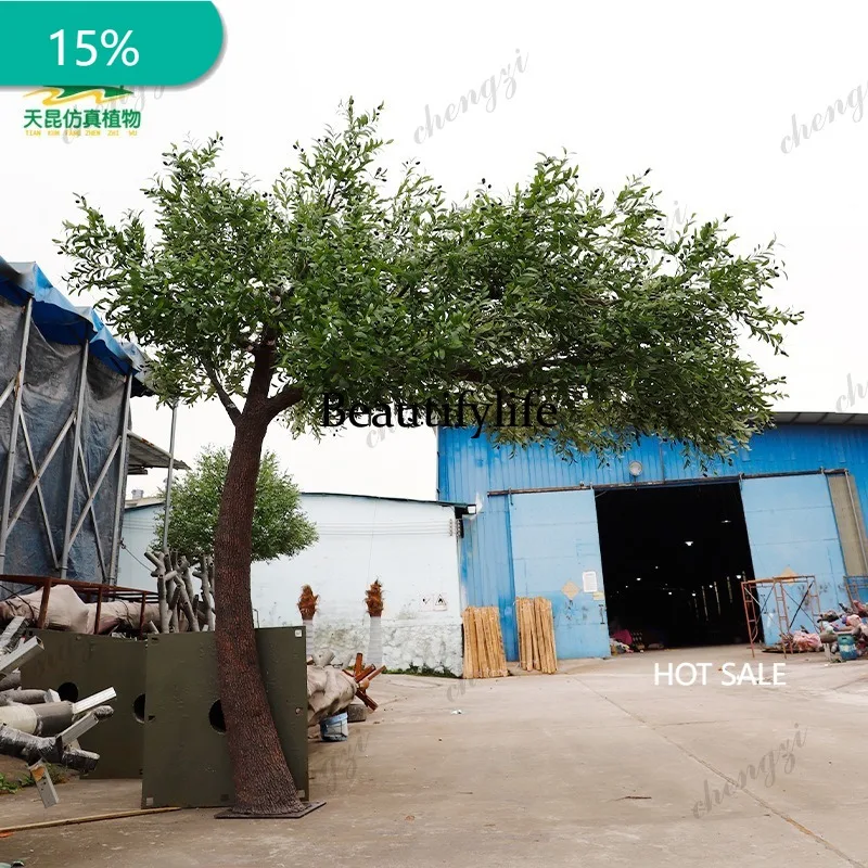 X173 FRP outdoor simulation olive tree indoor landscaping simulation olive tree floor green plants