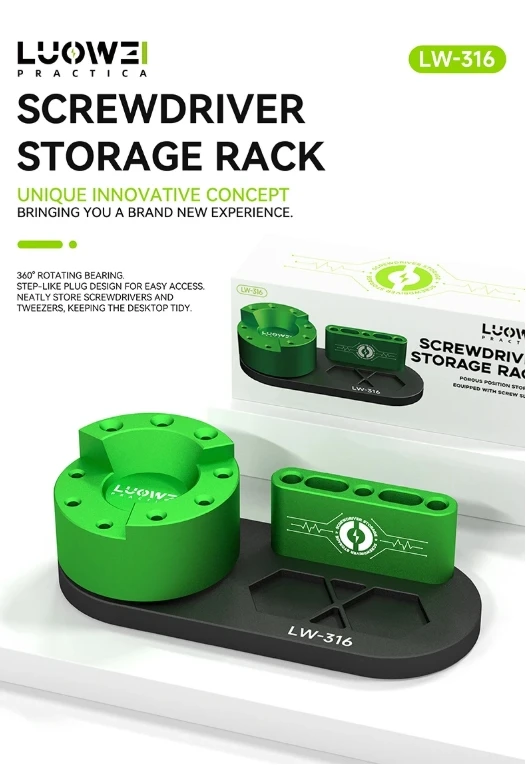 LW-316 Screwdriver storage rack Rotary screw tool holder, tool storage slot, base equipped with magnetic area to place screws