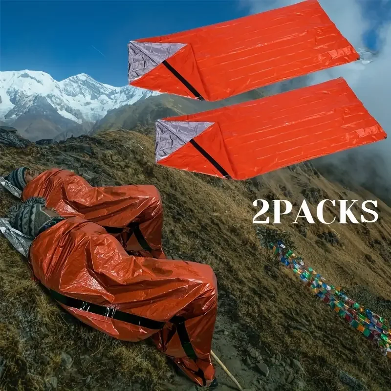 Outdoor Waterproof Emergency Survival Sleeping Bag Portable Edc Camping Gear Thermal Sack First Aid Rescue Kit Mylar Blanket