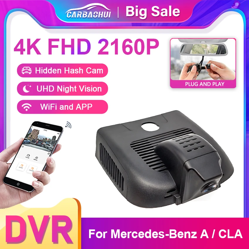 

4K 2160P Wifi Car DVR Dashcam for Mercedes Benz A Class w177 B Class w118 w247 for Mercedes Benz AMG CLA35 A35 Video Recorder