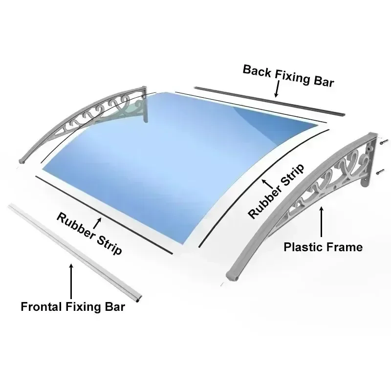 External Canopy Polycarbonate Door Large-sized Doors and Windows Terrace Eaves Rainproof Cover Cool Shed Aluminum Sunshade