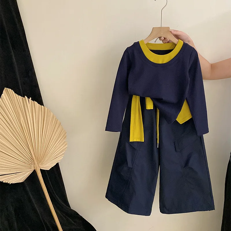Girls Autumn Casual Set 2026 New Korean Fashion Girls Spring and Autumn Shawl Long Sleeve Work Pants Three Piece Set