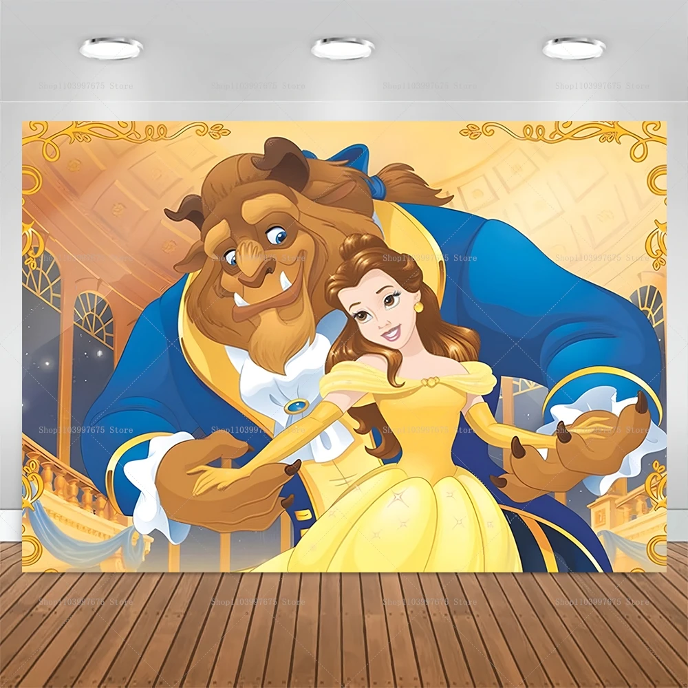 Schoonheid en het beest achtergronden prinses Belle thema meisjes verjaardagsfeestje achtergrond decoratie baby shower banner feestartikelen