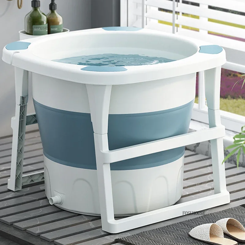 Household Portable Bathtub Adult Foldable High Bath Bucket Small Apartment Hot Tub Large Bath Bucket Light Luxury Baby Bathtub