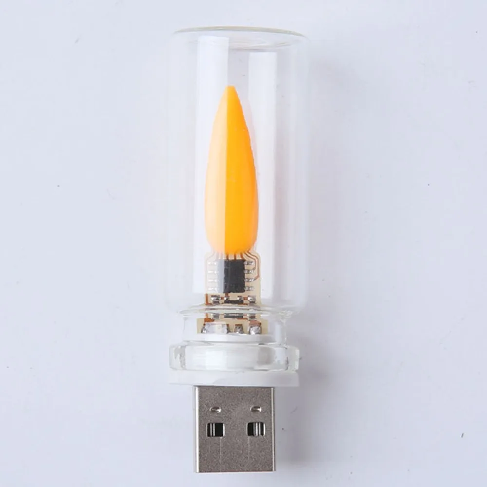 Warm Yellow Bulb LED Filament Night Light Mini Decorations Creative Atmosphere Display USB Night Light Flame Ambient Light