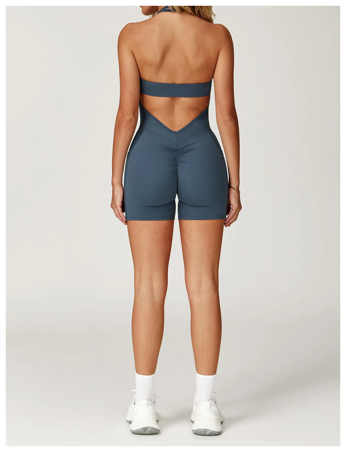 Women New  Adjustable Straps Hollow Out Beauty Back Hanging Neck Dance  Tight Yoga One Piece Shorts Jumpsuit